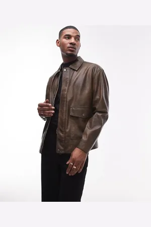 Topman Chaqueta con bolsillos delanteros de cuero sintético de
