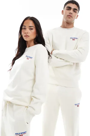 Ralph Lauren Sudadera color unisex con logo pequeño en el pecho de la colección cápsula Sport de (parte de un conjunto)-Blanco