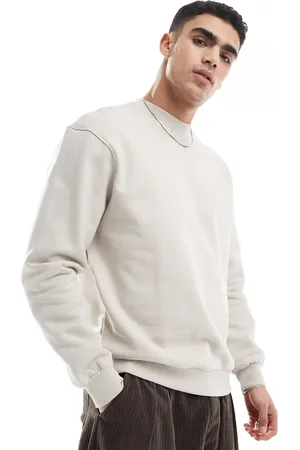 ASOS Sudadera beis extragrande de punto grueso de 400 g/m2 premium de -Neutro
