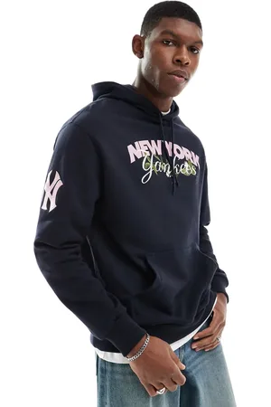 New Era Sudadera con capucha y estampado gráfico de texto "NY Yankees" de