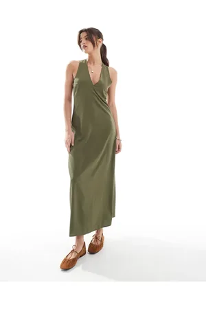 ONLY Vestido largo con detalle cruzado en la espalda de -Verde