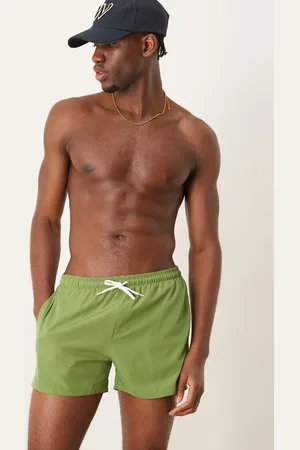 Free Society Shorts de baño verdes lisos de