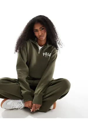 Ralph Lauren Sudadera verde oscuro con media cremallera de (parte de un conjunto)