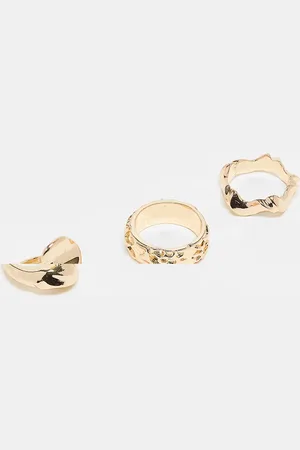 ASOS Pack de 3 anillos dorados efecto fundido de