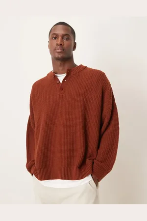 ASOS Jersey color óxido de corte cuadrado ultragrande con cuello panadero de -Rojo