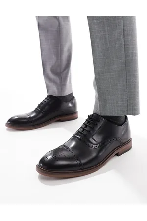 Schuh Zapatos Oxford negros con cordones de cuero Raven de