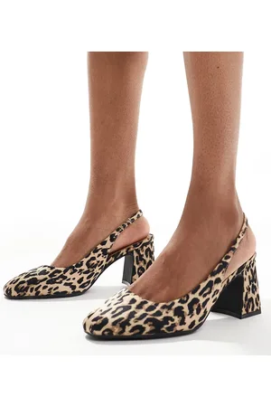 New Look Zapatos destalonados de tacón en bloque con estampado de leopardo de satén de -Neutro