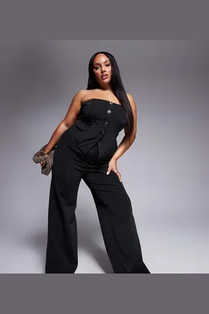 ASOS Pantalones negros de pernera recta de estilo bandage de ASOS DESIGN Curve (parte de un conjunto)