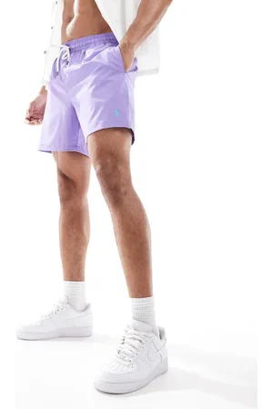 Ralph Lauren Shorts de baño morados clásicos con logo de icono Traveler de