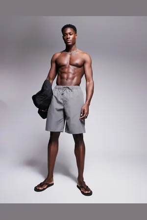 ASOS Shorts de baño grises de corte alargado de