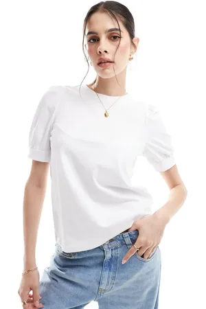 AWARE Camiseta blanca con mangas abullonadas de