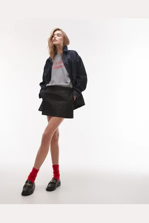 Topshop Minifalda negra de jacquard texturizado de