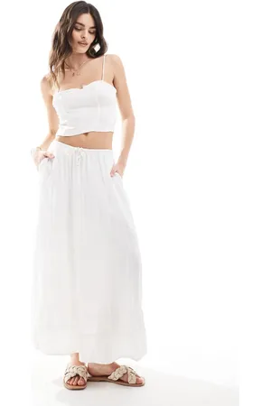 Hollister Falda larga blanca escalonada de
