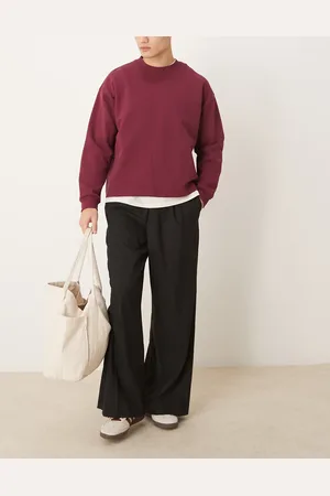 ASOS Pantalones de traje negros de pernera suelta con pinzas de