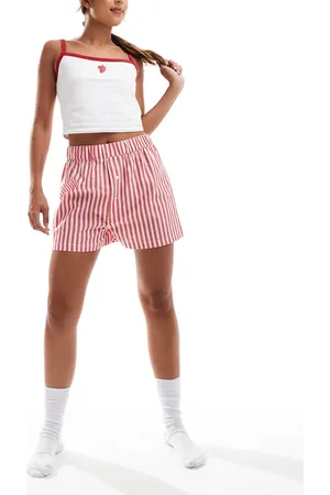 Luna Pantalones cortos a rayas rojas de estilo bóxer de