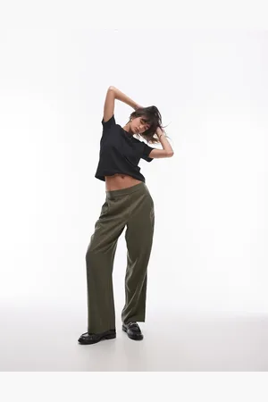 Topshop Joggers caquis con raya diplomática de -Verde