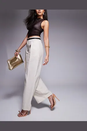 River Island Pantalones de pernera ancha con pinzas de - neutro