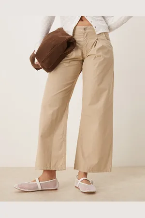 ASOS Pantalones de estilo casual y pernera ancha con pinzas de -Neutro