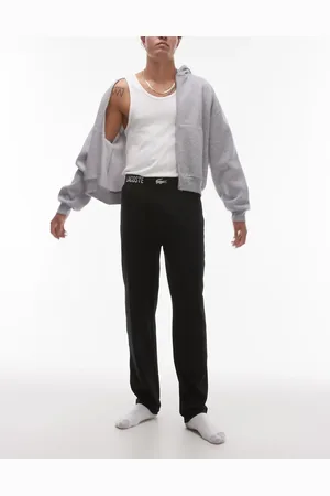 Lacoste Pantalones negros de estar por casa con cinta en la cinturilla de