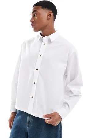 ASOS Camisa blanca de corte cuadrado extragrande con manga a capas de