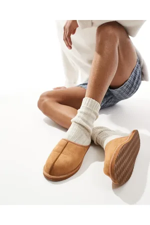 JACK & JONES Pantuflas tostadas sin cierres de antelina de -Marrón