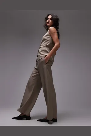 Topshop Joggers color topo con raya diplomática y cordón ajustable en la parte delantera de -Beis neutro