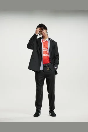MANGO Pantalones de sastre negros con pinzas de (parte de un conjunto)