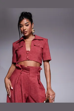 ASOS Camisa corta color de manga corta de (parte de un conjunto)-Rosa