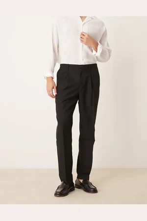 MANGO Pantalones negros de corte estándar con detalle de pinzas de