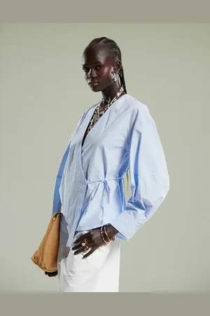 ARKET Blusa cruzada de popelina de algodón de