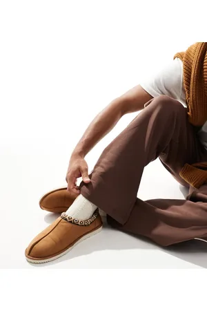 JACK & JONES Pantuflas color tostado estilo mules de antelina de -Marrón