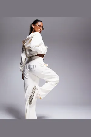 Juicy Couture Joggers blancos de pernera ancha de velour exclusivos en ASOS de