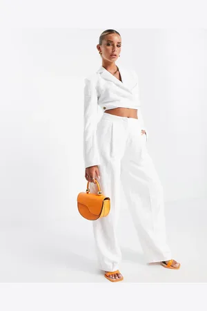 ASOS Pantalones color con pinzas en la parte delantera de -Blanco