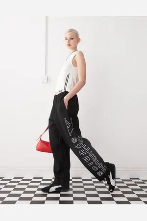 COLLUSION Joggers negros holgados con logo extragrande de