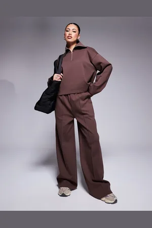 ASOS Joggers chocolate de pernera ancha de tejido entrelazado de (parte de un conjunto)