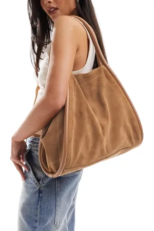 ASOS Bolso tote color con ribetes en forma de tubo de ante de -Marrón