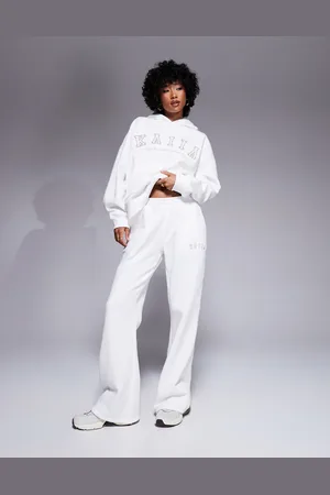 Kaiia Joggers blancos y color arena de pernera ancha con logo bordado de (parte de un conjunto)