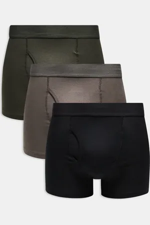 Weekday Pack de 3 calzoncillos bóxer de color negro, topo y verde oscuro de