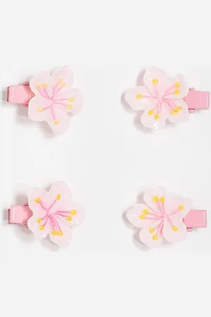 DesignB London Pack de 4 pinzas para el cabello pequeñas rosas con detalle de flor de