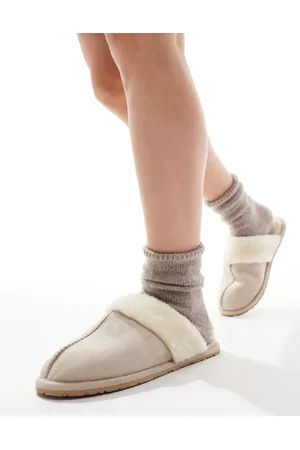 SEQWL Pantuflas estilo mules de piel sintética de - neutro
