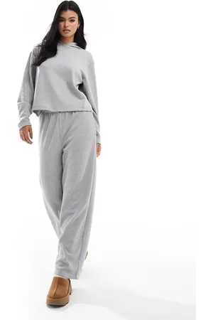 ASOS Conjunto de estar por casa de sudadera con capucha y pantalones de pernera ancha de punto gofrado con purpurina de