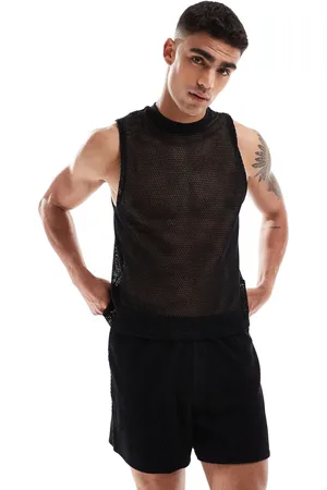 ASOS Conjunto de estar por casa de camiseta sin mangas y pantalones cortos de croché de