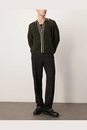 ASOS Pantalones de vestir negros de talle alto y pernera recta con pinzas de