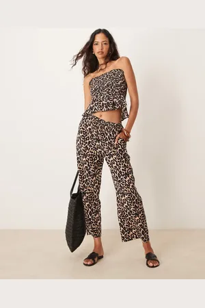 Iisla & Bird Pantalones playeros con estampado de leopardo y bordados de (parte de un conjunto)-Blanco