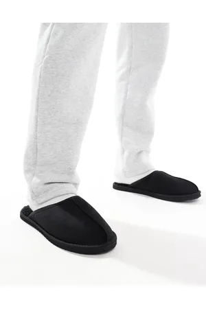 JACK & JONES Pantuflas negras sin cierres de antelina de -Negro
