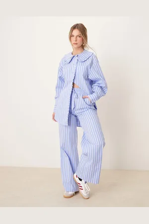 Glamorous Pantalones azules a rayas de pernera recta de (parte de un conjunto)