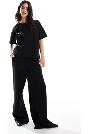 VERO MODA Joggers negros de pernera ancha y talle alto de (parte de un conjunto)