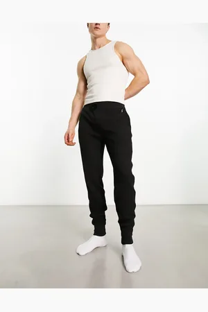 Ralph Lauren Joggers de estar por casa negros con logo de caballo de punto de arroz de