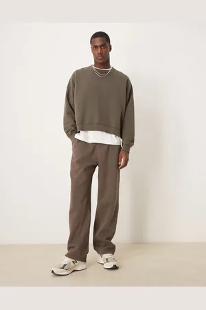 Abercrombie & Fitch Joggers marrones con lavado envejecido y bajos sueltos de