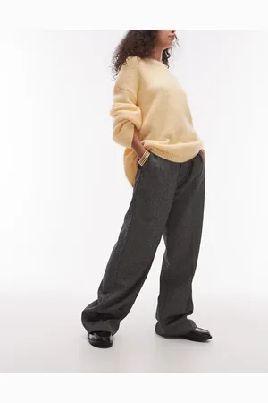 MANGO Pantalones negros de pernera recta con pinzas delanteras de mezcla de algodón de